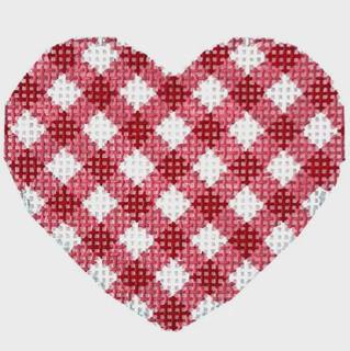 Red Gingham Mini Heart by Two Sisters Needlepoint (thumbnail)