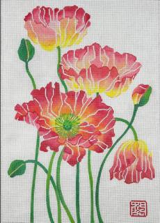 M-Poppies #1 -Reds, oranges, yellows and greens by Kate Dickerson Needlepoint Collections (thumbnail)