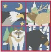Woodland Pillow (Wolf, Moose, Eagle) by Kathy Schenkel (thumbnail)