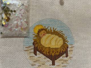 Snow Globe-Baby Jesus in Manger by Kate Dickerson Needlepoint Collections (thumbnail)