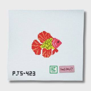 Pink Rainbow Fish Canvas by Poppy J Stitches (thumbnail)