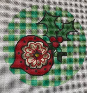 Red Ornament w/ Holly on Green Gingham by The Curious Cowgirl (thumbnail)