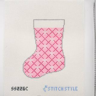 Bow Mini-Stocking— Pink by Stitch Style Needlepoint (thumbnail)