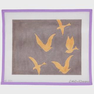 Gold Bird Silhouettes on Warm Gray by Little Bird Designs (thumbnail)