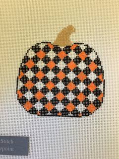 Neon Orange Gingham Pumpkin by Silver Stitch Needlepoint (thumbnail)
