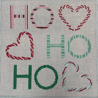 Ho Ho Ho Candy Cane Pillow Canvas by The Gingham Stitchery (thumbnail)