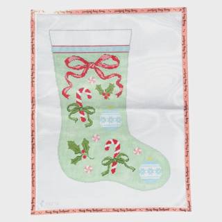 Bows and Candy Canes Stocking by Stitch Style Needlepoint (thumbnail)