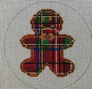 Plaid Gingerbread Man Ornament by Susan Battle Needlepoint (thumbnail)