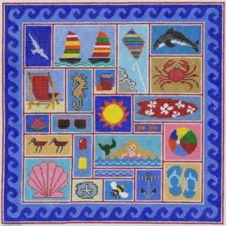 Beach Pillow Canvas by Doolittle Stitchery (thumbnail)
