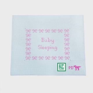 Pink Bows Baby Sleeping Canvas by Poppy's Designs (thumbnail)