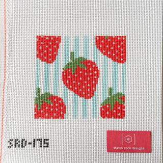 Strawberries Square Canvas by Stitch Rock Designs (thumbnail)