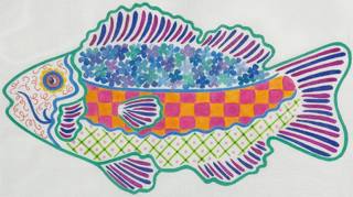 Funky Fish #2 (facing left) by Kate Dickerson Needlepoint Collections (thumbnail)