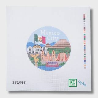Mexico City Travel Round Canvas by Needlepaint (thumbnail)