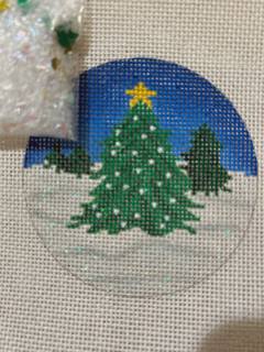 Snow Globe - Tree w/Star in Sparkly by Kate Dickerson Needlepoint Collections (thumbnail)