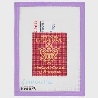 U.S. Passport - Burgundy - 13 Mesh by Stitch Style Needlepoint (thumbnail)