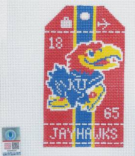 Retro Travel Tag - Univ. of Kansas by Hedgehog Needlepoint (thumbnail)