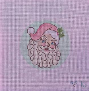Santa Pink Hat Canvas by Officially Needlepoint (thumbnail)