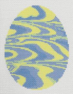 Marbled Egg - Blue and Yellow Waves by Jen Laine Designs (thumbnail)