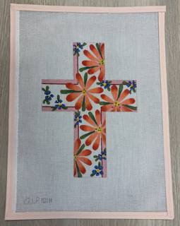 Large Cross - Coral Daisies and Forget-me-nots by Ann Wheat Pace Designs (thumbnail)