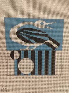 Hemingway Bird 4" square by Jeni Sandberg Needlepoint (thumbnail)
