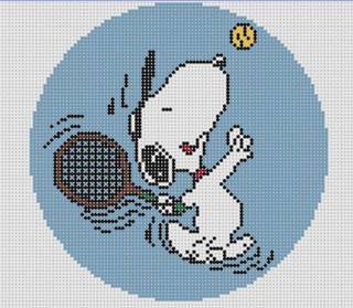 Snoopy Serving Tennis Ball by Officially Needlepoint (thumbnail)