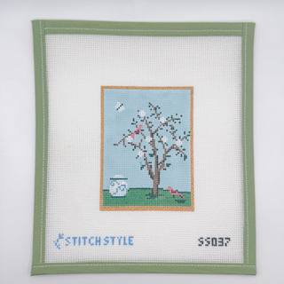 Chinoiserie Silk Screen with stitch guide by Stitch Style Needlepoint (thumbnail)