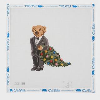Tuxedo Bear Dragging Tree by Skooters Designs (thumbnail)