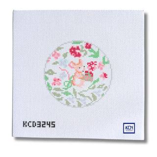 Mouse with Gift Round Needlepoint Canvas by KCN Designers (thumbnail)