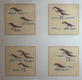 Set of 4 Coasters – Sandpipers on Beach co4-08 by Kate Dickerson Needlepoint Collections (thumbnail)