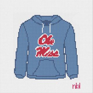 Ole Miss Hoodie, powder blue by Needlepoint by Laura (thumbnail)
