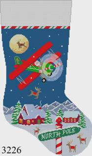 Night Flight Biplane Santa Stocking by Liz Goodrick-Dillon (Tapestry Tent, via Susan Roberts) (thumbnail)