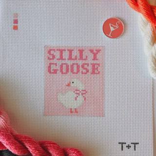 Pink Silly Goose Canvas by Threaded and Tipsy Designs (thumbnail)