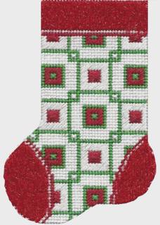 ASIT102 Mini sock wht/ red/grn squares by A Stitch in Time (thumbnail)