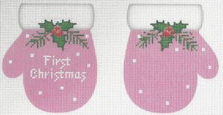 1st Christmas Mittens Pink by Pepperberry Designs (thumbnail)
