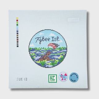 Tybee Island Travel Round Canvas by Atlantic Blue Canvas (thumbnail)