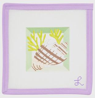 Brown Lattice Stripe Shell Shadow Box Coaster by Lycette Designs (thumbnail)
