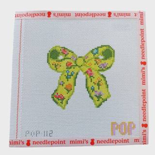 Floral Print Bow - Green by POP! Needle Arts (thumbnail)