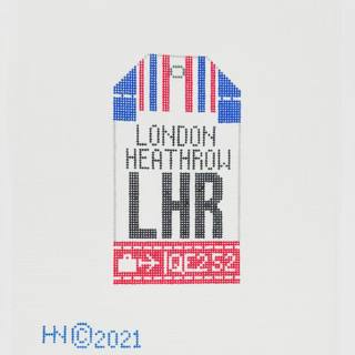London Heathrow Travel Tag by Hedgehog Needlepoint (thumbnail)
