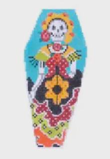 Shelly Tribbey Day of the Dead Girl Coffin Ornament with Coffin by CBK Needlepoint (thumbnail)