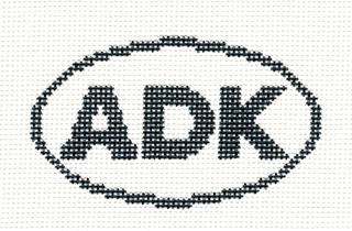 Oval ~ "ADK" Adirondack Mountains, New York Ornament handpainted 13 Mesh Needlepoint Canvas by Silver Needle by Silver Needle (thumbnail)