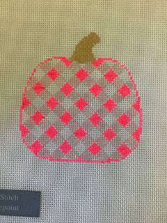 Neon Pink Gingham Pumpkin by Silver Stitch Needlepoint (thumbnail)