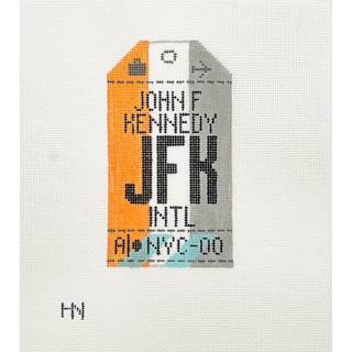 New York City JFK Travel Tag by Hedgehog Needlepoint (thumbnail)