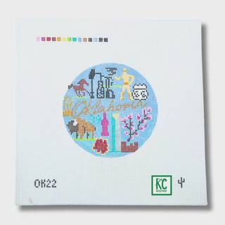 Oklahoma Round Canvas by Cactus Needlepoint (thumbnail)