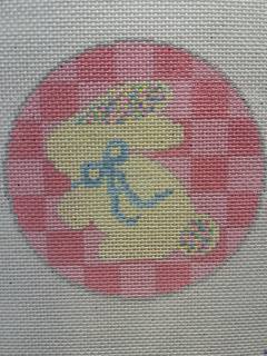 Bunny with Sprinkle Ears- Pink Check by Officially Needlepoint (thumbnail)