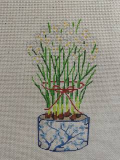 Chinese Cache Pot w/ Paperwhites by Kate Dickerson Needlepoint Collections (thumbnail)