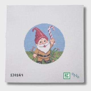 Candy Cane Gnome Round Needlepoint Canvas by Needlepaint (thumbnail)