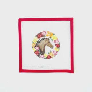 Horse with Floral Border Round by Patti Mann (thumbnail)
