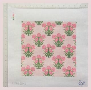 Pink Marigold Motif Block Print Canvas by Princess of Whales (thumbnail)