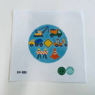 Construction Zone Round Canvas by Atlantic Blue Canvas (thumbnail)