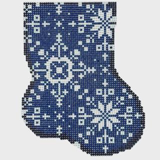 NTG TS513N - Navy Snowflake Mini Sock by Two Sisters Needlepoint (thumbnail)